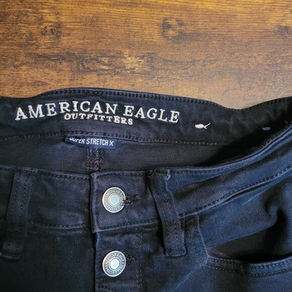 American Eagle Jeans 4 L Button Fly Jegging Super Hi Rise Super Stretchx Black - Picture 4 of 12